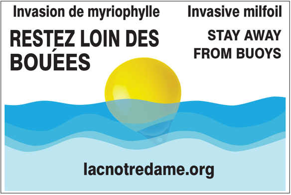 sign warning stay clear of yellow buoy - restez loins des bouees